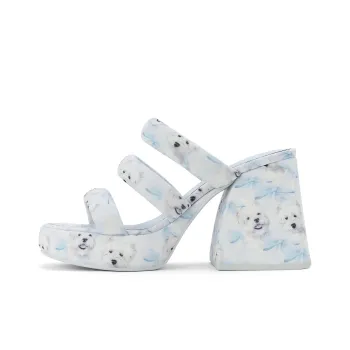 CHARLES&KEITH Composite Sole Slide Slippers 9.7cm Women's Light Blue/Black