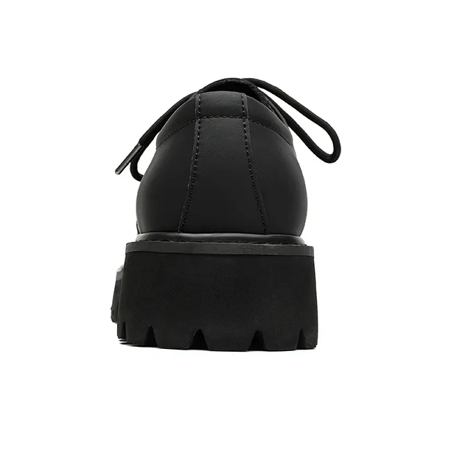 Zuogedu Versatile Casual Shoes Wear Resistant Slip Resistant Low Top Oversized Derby Shoes Unisex Black-3