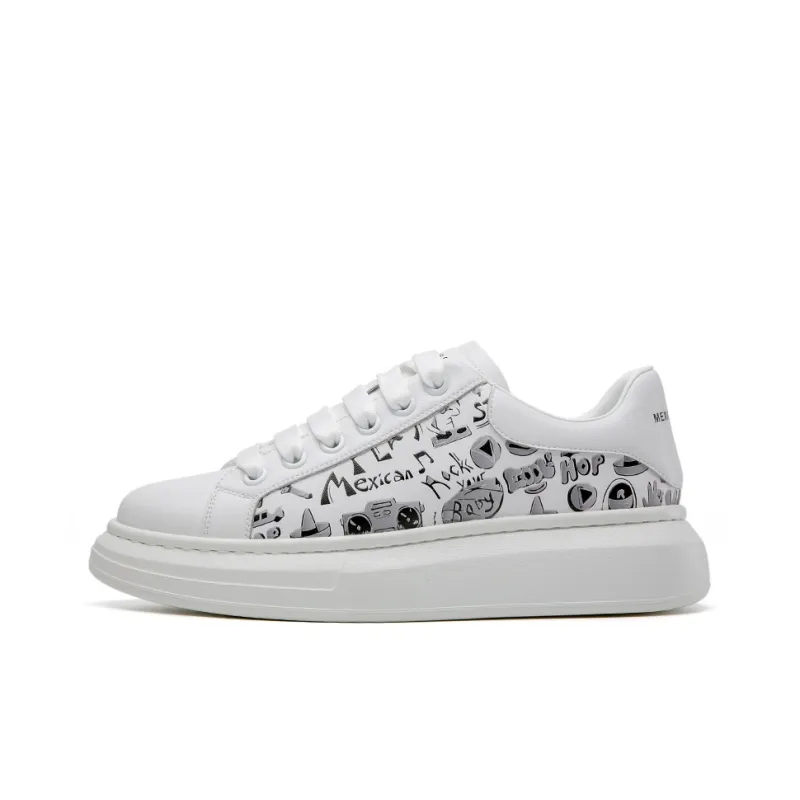 MEXICAN Anti Slip Wear Resistant Low Top Skateboard Shoes Women's White-0