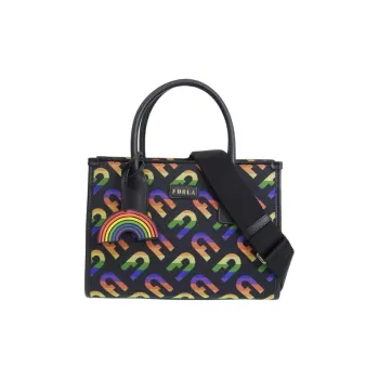 Furla Canvas Canvas Bag Tote Bag Shopping Bag Portable Crossbody Bag Shoulder Bag Small Size Women's Black