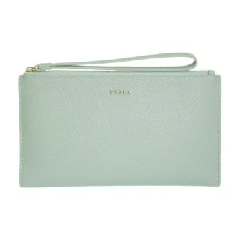 Furla Leather Clutch Extra Large Women's Green