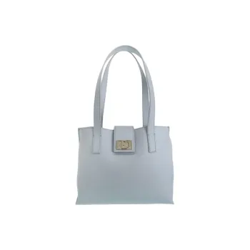 Furla Soft Leather Tote Bag, Shopping Bag, Handbag Medium Size Women's Light Blue