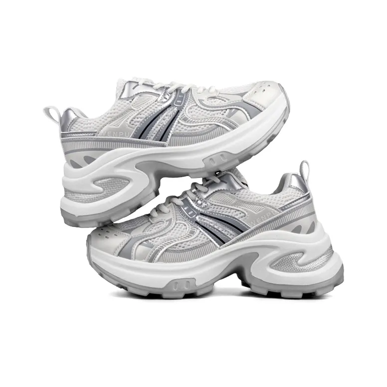 WENPU Cushioning Anti-Slip Wear-Resistant Breathable Lightweight Height Increasing Low-Top Chunky Sneakers Women's-9