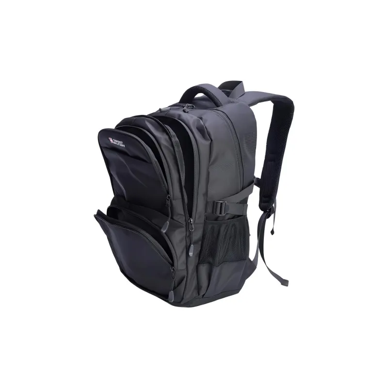 SWISS MILITARY PU Backpack Level 3 Backpack Large Size Unisex Black-2