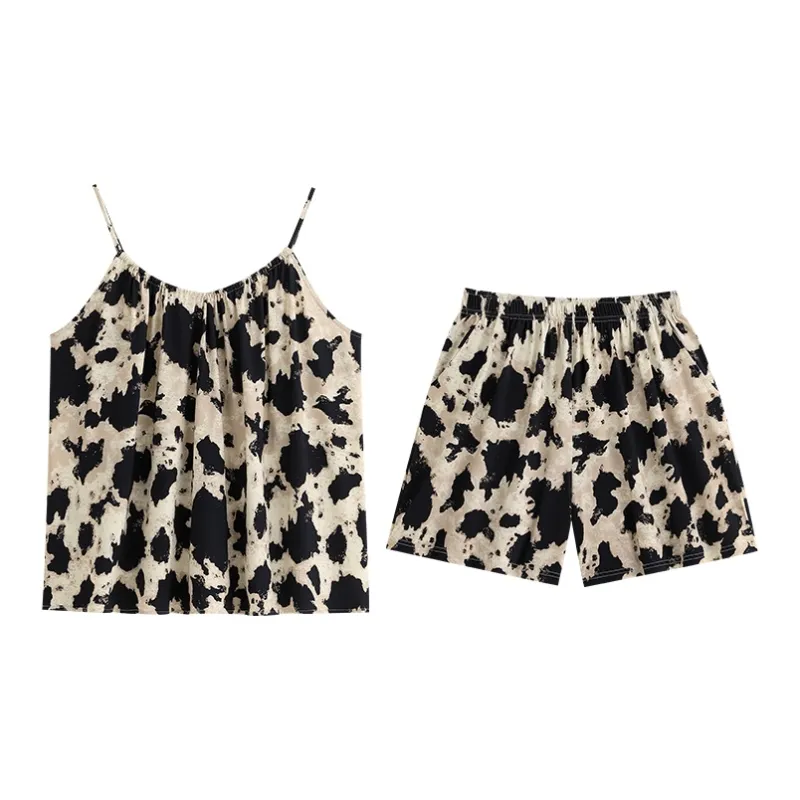 Yue Nei Pajama Set Women's Leopard Print-0