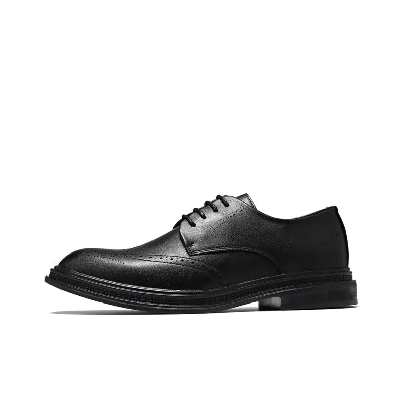 Romon Dress Shoes Men Low Top Black-0