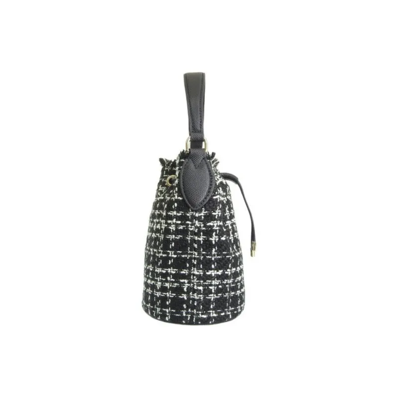 Furla Tweed Bucket Bags Shoulder Bag Crossbody Bag Handbag Mini Women's Black-2