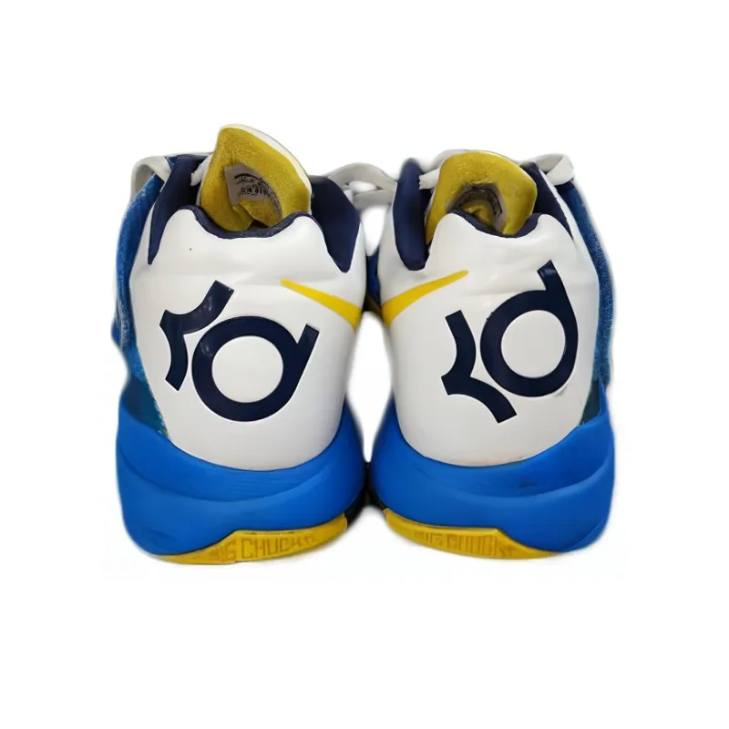 Nike KD 4 Cushioning Low Top Basketball Shoes Men's White Blue Yellow-3