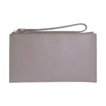Furla Leather Clutch Extra Large Women's Concrete Gray
