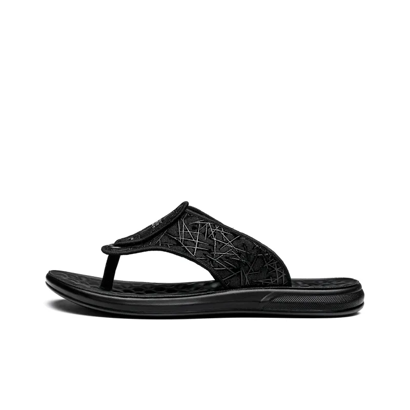 CHINT Slip Resistant Abrasion Resistant Odor Resistant Flip Flops Men's Black-0