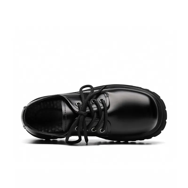 Zuogedu Trendy Derby Shoes Oversized Casual Shoes Unisex Black-2