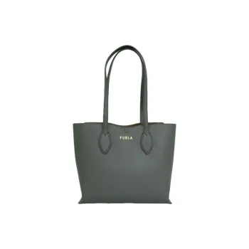 Furla Era Leather Tote Bag Shopping Bag Handbag Small Size Women's Gray Green