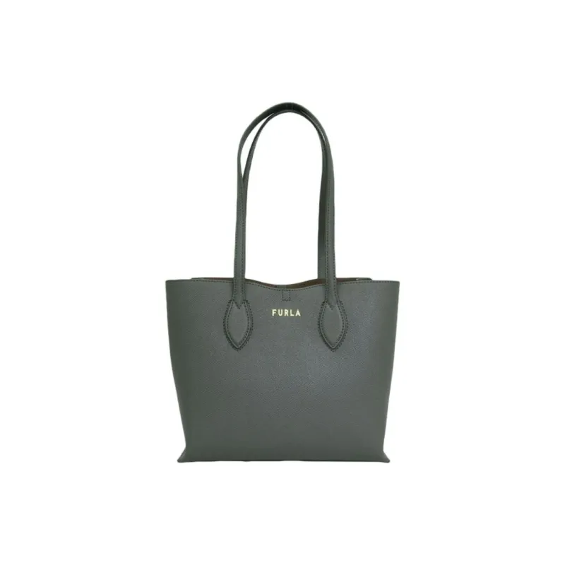 Furla Era Leather Tote Bag Shopping Bag Handbag Small Size Women's Gray Green-0