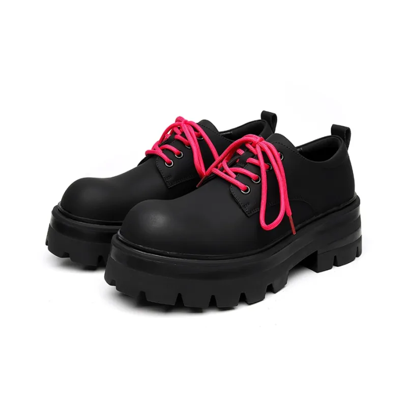Zuogedu Trendy Derby Shoes Oversized Casual Shoes Men's Black-2