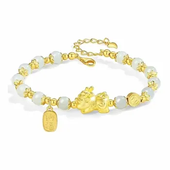 Muyan S999 Fine Silver Chinese Auspicious Animal Beaded Bracelet With Coins Women's
