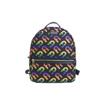 Furla Minerva Canvas Backpack Small Size Women's Black