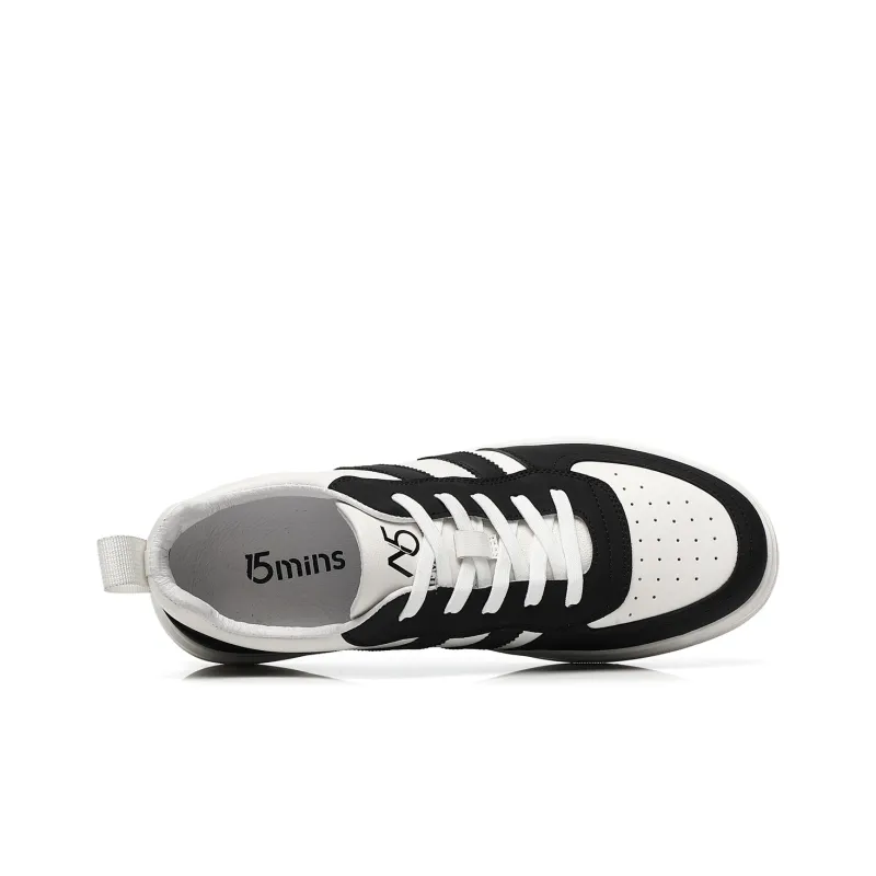 15 MINS Wear resistant And Lightweight Low Top Skateboard Shoes Men's White Black-3