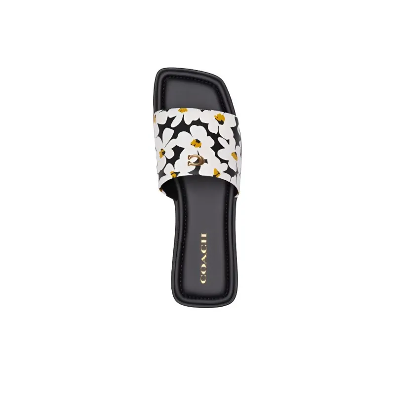 COACH EVA Slide Slippers Women's Black White-3