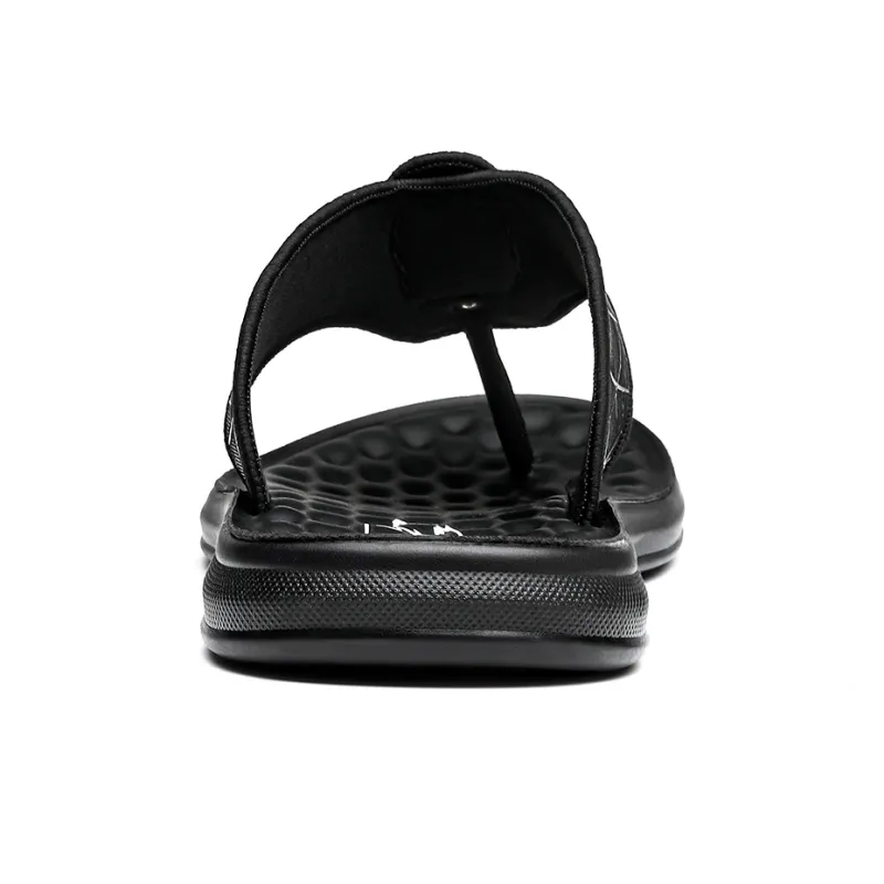 CHINT Slip Resistant Abrasion Resistant Odor Resistant Flip Flops Men's Black-3