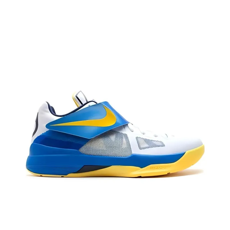 Nike KD 4 Cushioning Low Top Basketball Shoes Men's White Blue Yellow-1