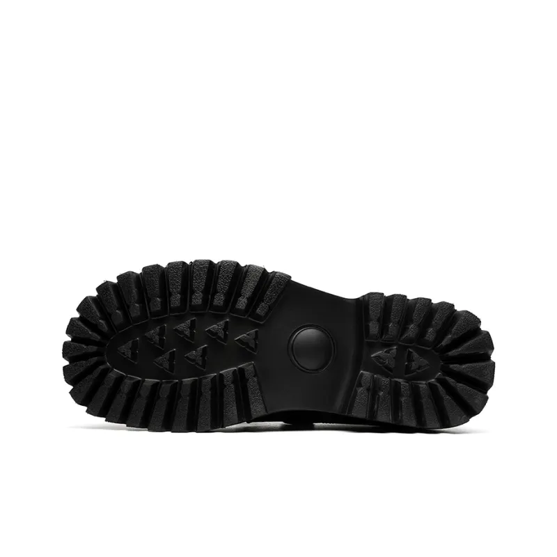 Zuogedu Versatile Casual Shoes Wear Resistant Slip Resistant Low Top Oversized Derby Shoes Unisex Black-4