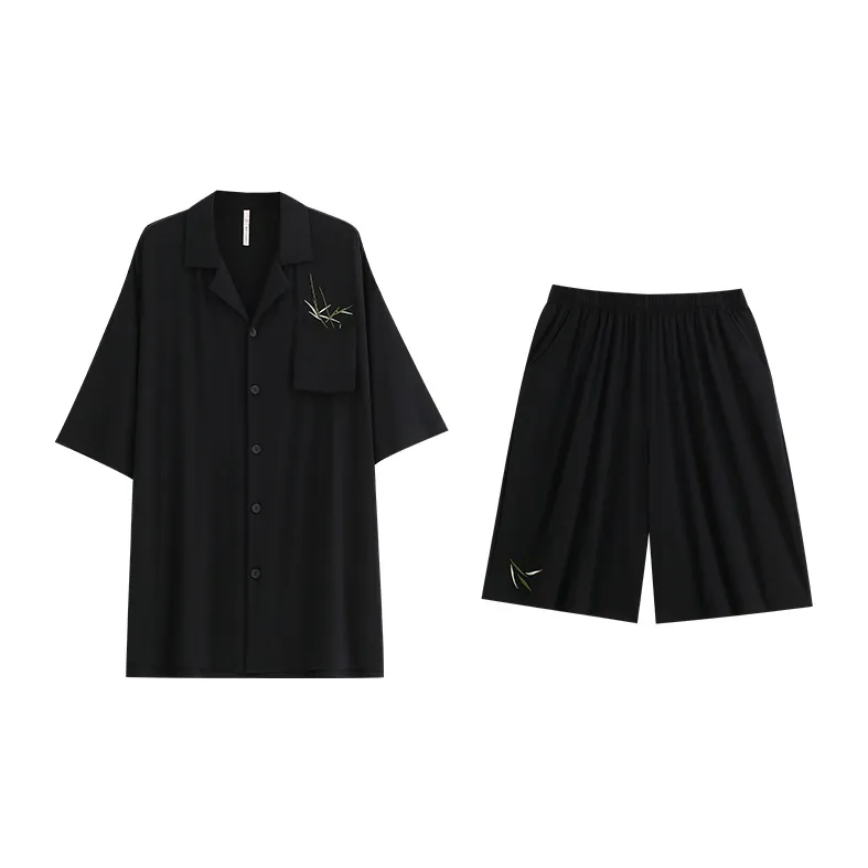 Yue Nei Pajama Set Men's Elegant Black-0