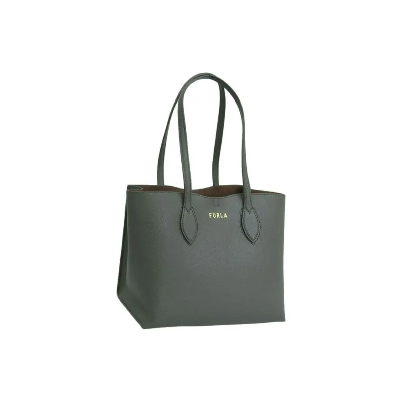 Furla Era Leather Tote Bag Shopping Bag Handbag Small Size Women's Gray Green-1