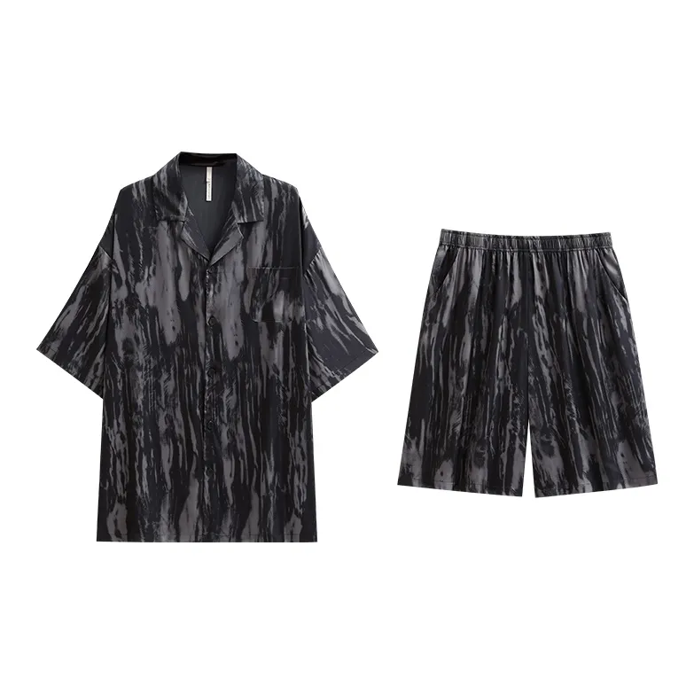 Yue Nei Pajama Set Men's Carbon Wood Black-0