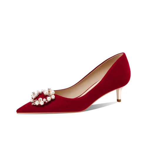 JIUXINGDAO High Heels Women's Burgundy