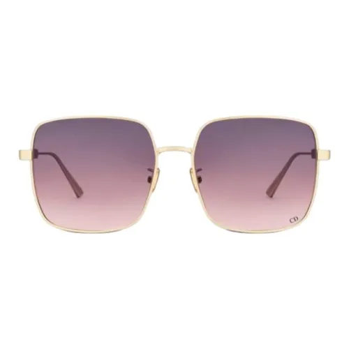 DIOR Metal Square Sunglasses Women's Gold