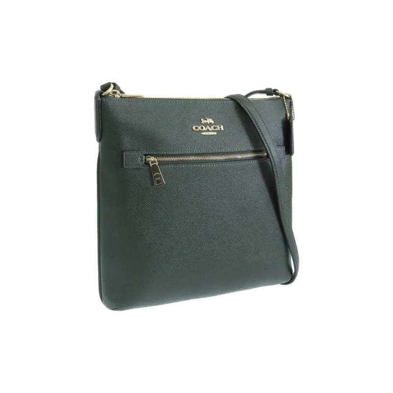 COACH Rowan Leather Shoulder Bag, Crossbody Bag Medium Size Women's Amazon Green-1