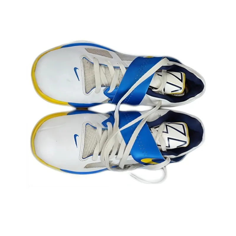 Nike KD 4 Cushioning Low Top Basketball Shoes Men's White Blue Yellow-2