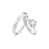 925 Sterling Silver, Beloved Sparkling Couple Rings
