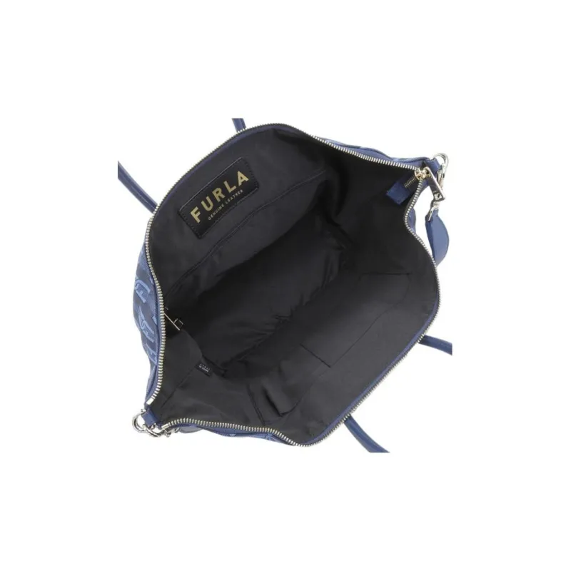 Furla Miastella Canvas Tote Bag Shopping Bag Portable Crossbody Bag Shoulder Bag Women's Blue-4