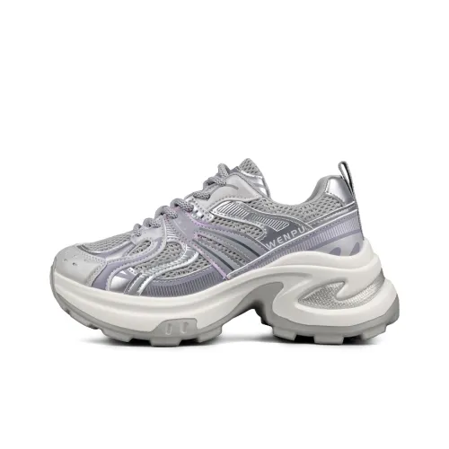 WENPU Cushioning Anti Slip Wear Resistant Breathable Lightweight Height Increasing Low Top Chunky Sneakers Women's
