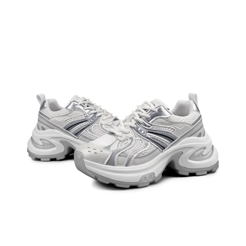 WENPU Cushioning Anti-Slip Wear-Resistant Breathable Lightweight Height Increasing Low-Top Chunky Sneakers Women's-12