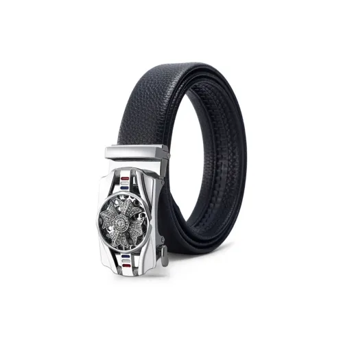 PISHUSHU Time Luck Commute Automatic Buckle Cow Leather Leather Belts Men's Tricolor Optional 3.5cm