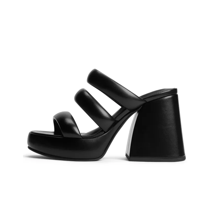 CHARLES&KEITH Composite Sole Slide Slippers 9.7cm Women's Light Blue/Black-3