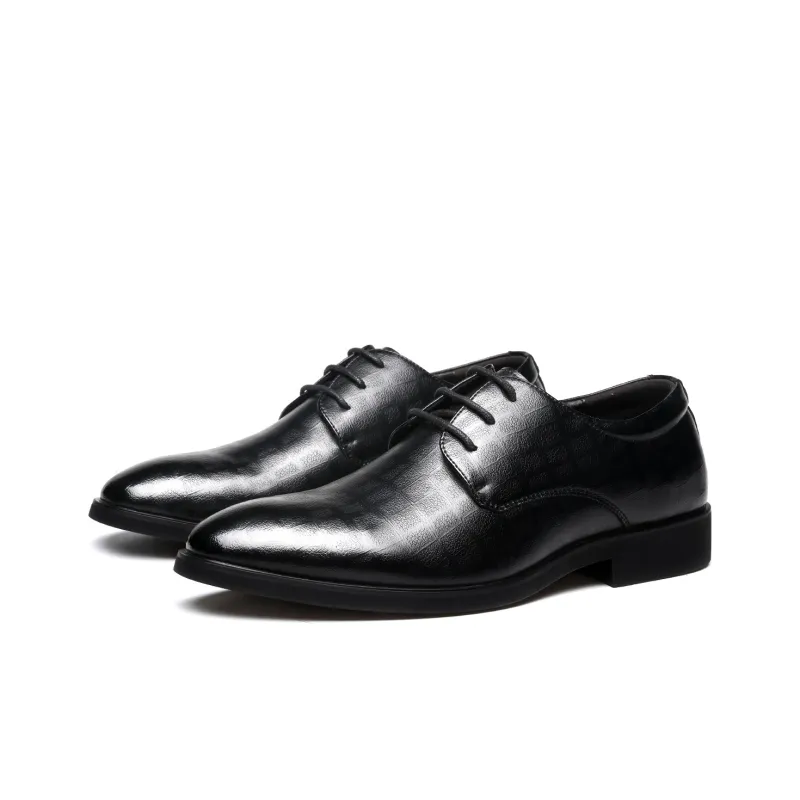 FAPAI Dress Shoes Men Low Top Black-6