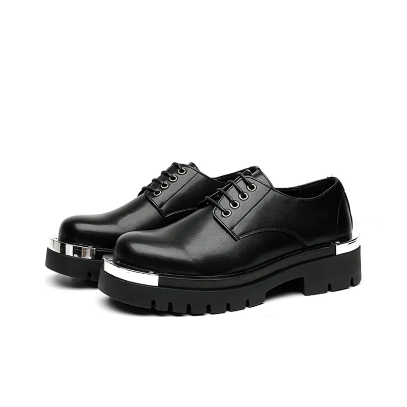 Zuogedu Oversized Derby Shoes Trendy Casual Shoes Men's Black-2