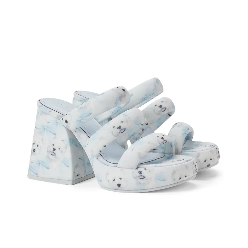 CHARLES&KEITH Composite Sole Slide Slippers 9.7cm Women's Light Blue/Black-1