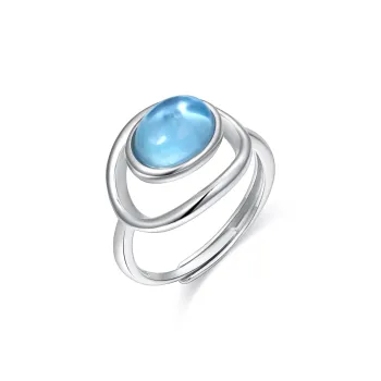 Adelie Aquamarine 925 Sterling Silver Colored Gemstone Rings Women's