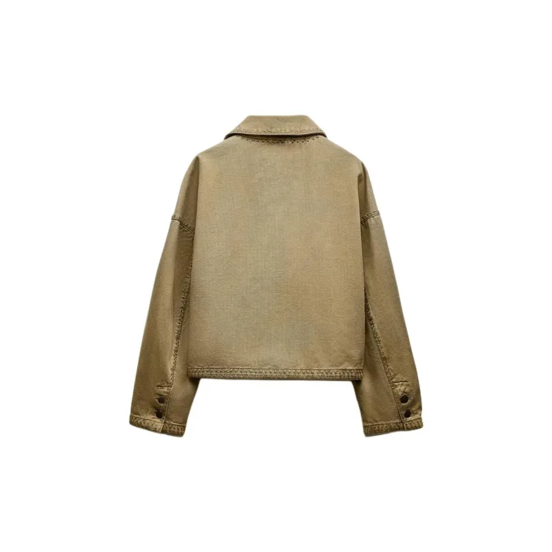 ZARA ZW Series Jackets & Coats Women's Green-1