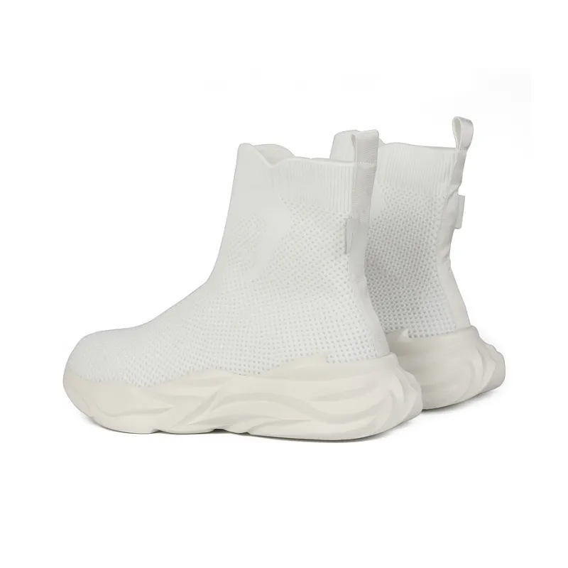 Thai Points Breathable Lightweight Height Increasing High Top Casual Shoes Men's White-4