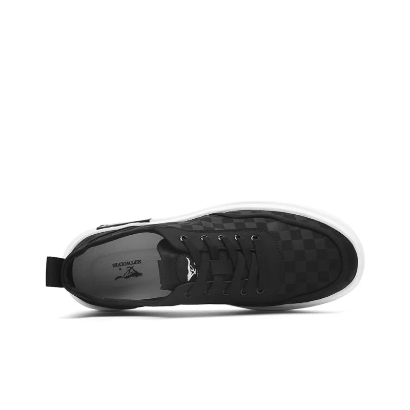 SEPTWOLVES Durable Breathable Lightweight Low Top Canvas Shoes Men's Black-4