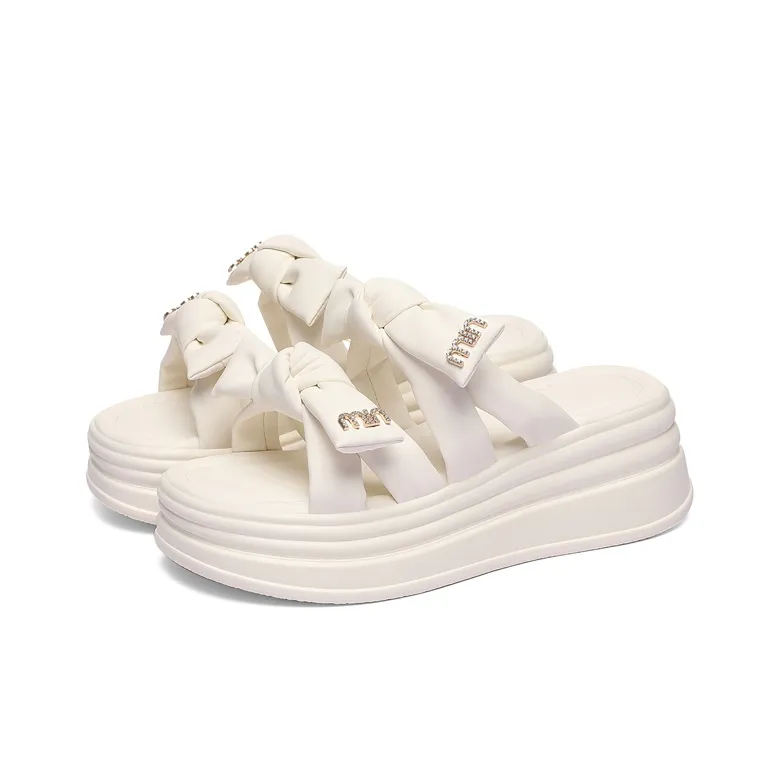 Golden Silk Rabbit Slide Slippers Women's-11