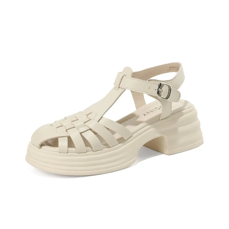 JOSINY Roman Sandals 6cm Women's Beige/Black-1