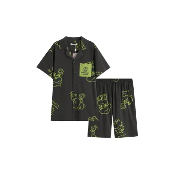 FENTENG Pajama Set Men's Vintage Gray