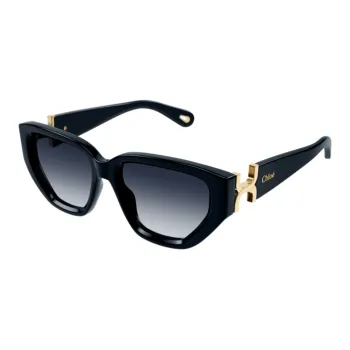 Chloe Plastic Irregular Shape Sunglasses Women's Black