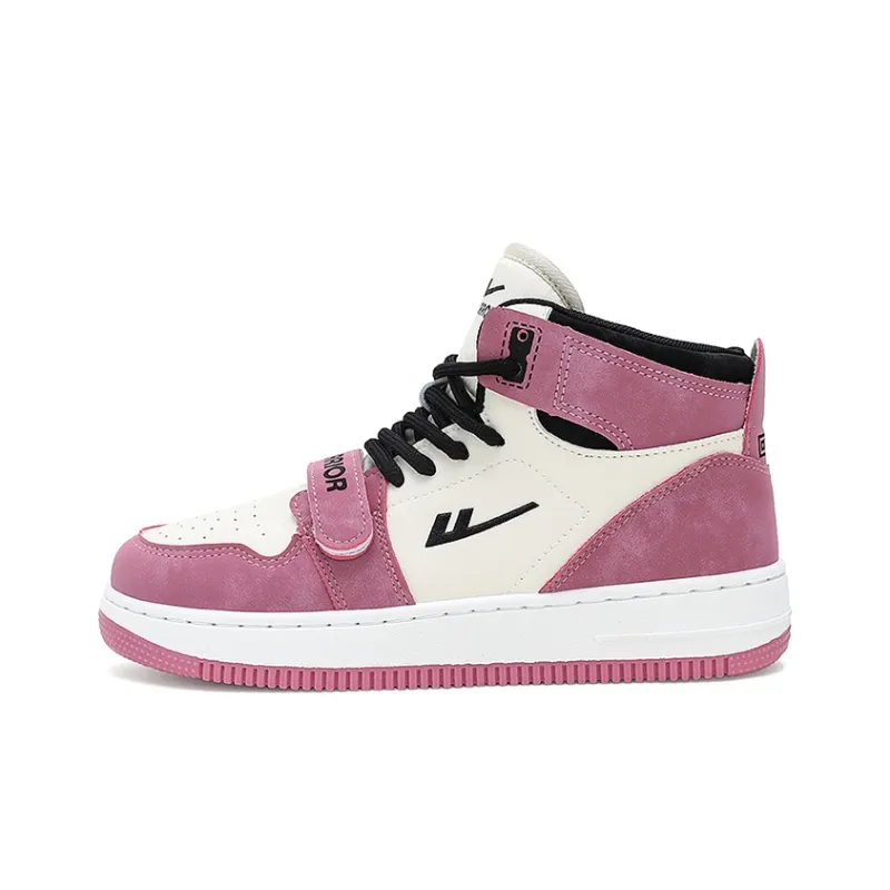 Warrior Mid Top Skateboard Shoes Unisex Beige Pink Black-0